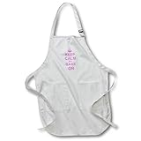 3dRose LLC apr_157638_4 22 by 30-Inch Apron with Pockets, Full, Black, Keep Calm and Bake on-Funny Humor Pink Text Design