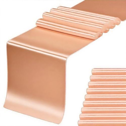 Satin Peach Table Runners 10 Pack for Wedding...