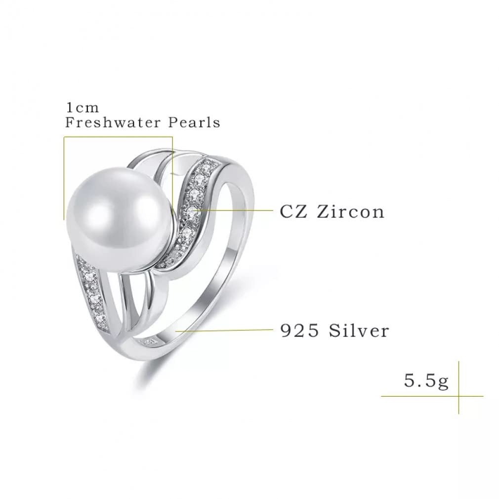 Zirkonia Perle Ring Sterling Silber 925 Schmuck Hohl geschnitzt Für Hochzeit Breite Ringe