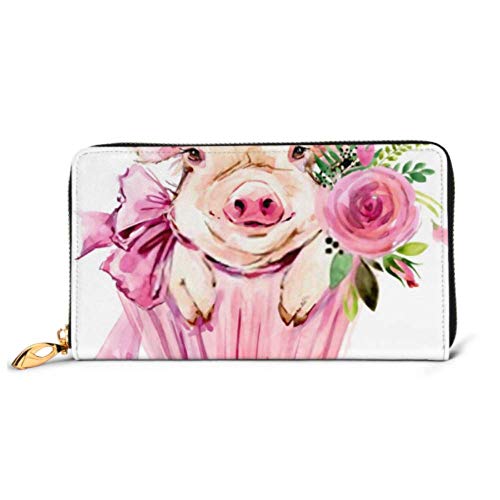 Preisvergleich Produktbild JHGFG Mode Handtasche Reißverschluss Brieftasche Nettes Schwein Aquarell Illustration Telefon Kupplung Geldbörse Abendkupplung Blockieren Leder Brieftasche Multi Card Organizer