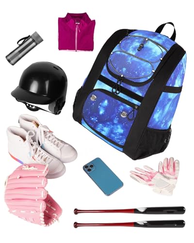 Image of MATEIN Softball Bag, Lightweight Baseball Backpack with Shoe Compartment, Baseball Bag with Fence Hook for TBall Bat & Equipment, Softball Gifts Catchers Backpack for Women Fit Catcher's Mitt, Helmet