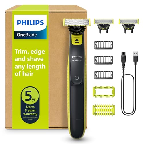 Philips OneBlade Hybrid 360 Blade Technology Electric Shaver for Face & Body, Beard Trimmer/Groomer with 3 x 360 Blade, 3 x Stubble Comb (1,3,5mm) & 1x Body Kit, Model QP2824/31