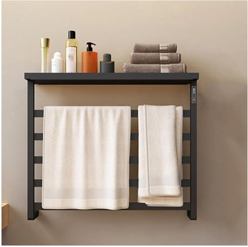 CFWSHJ Toallero con calefacción de Alambre Derecho - Calentador de Toallas de Acero Inoxidable montado en la Pared con Estante Superior para baño (Blanco, Cable Izquierdo)