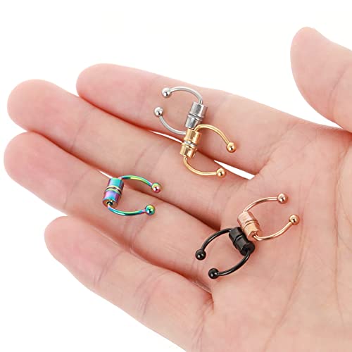 Faux Piercing Septum Kit 9 Faux Piercings Nez/Lèvre - Acier Inox Hypoallergénique | Bijou Clip Sans Perçage Faux Septum Piercing