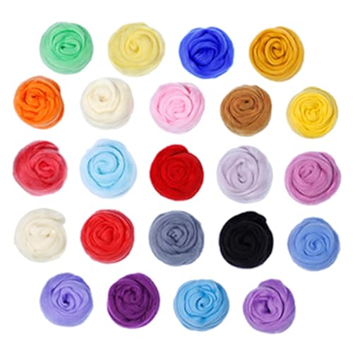 BELLIFFY 24pcs Colored Needle Felting Wool Craft Making Kit for Creative Projects Bags Vibrant Colors for Adults Crafting Fun