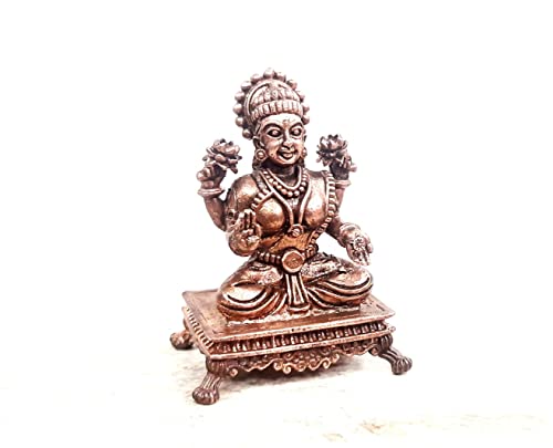 Image of Copper Idols India, 2.5 inches, Handmade Copper Lakshmi Idol, 122 Grams, Patina Antique Finish, Pack of 1 Piece
