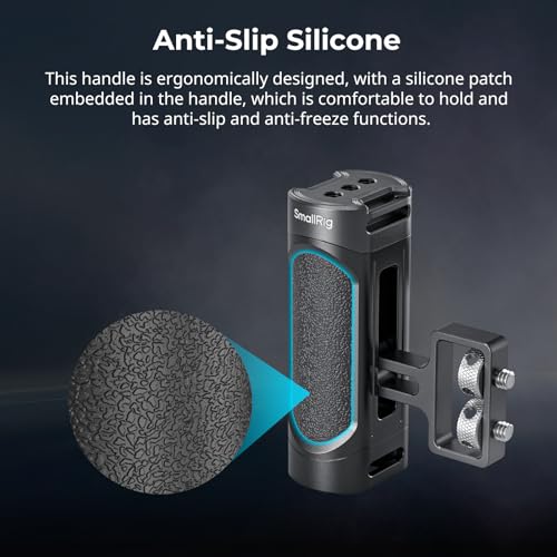 Image of SMALLRIG Mini Camera Side Handle with NATO and 1 /4 inch-20 Screws Installation Options, for Left and Right Hand, with 1 /4 inch-20 Threaded Holes, Wrist Strap Holes, Cold Shoe, Up and Down Adjustable