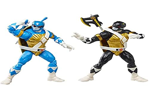 HTG Power Rangers X Teenage Mutant Ninja Turtles Lightning Collection Donatello Black and Leonardo Blue Action Figures