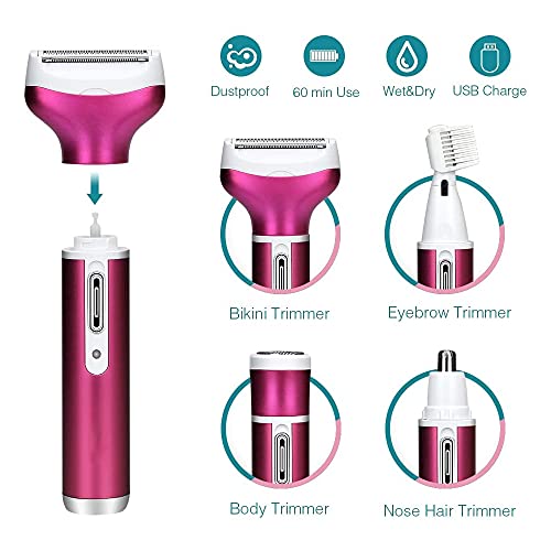 image for OOCOME Women Bikini Trimmer, 4 in 1 Woman Electric Shaver, Rechargeabl