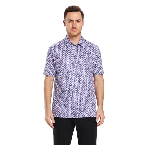 Image of Golf Shirts for Men Dry Fit Short Sleeve Print Performance Moisture Wicking Polo Shirt