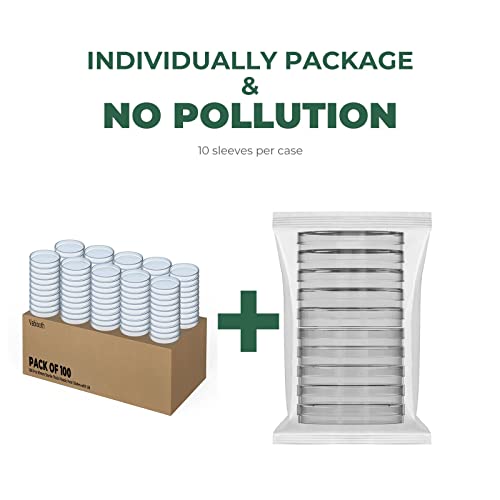 100 Packs Sterile Thick Plastic Petri Dishes With Lid, Vabiooth 90Mm Dia X 15Mm Deep Clear 3 Vents Petri Dish For Lab Science Experiment #TOP1