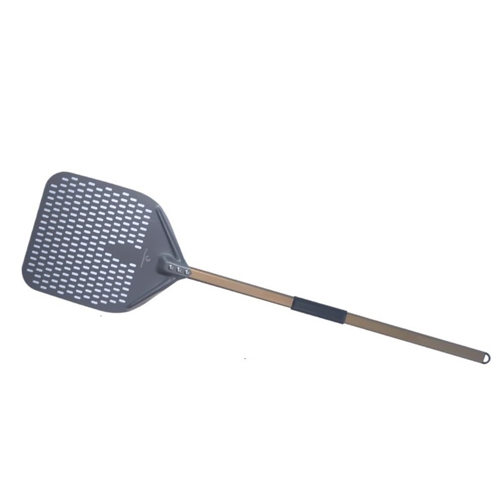 Pala de pizza de 44/46 pulgadas, revestimiento duro de aluminio, perforada, larga, pala rectangular para pizza, bandeja extraíble para herramientas de pizza, 30,5 cm, color marrón