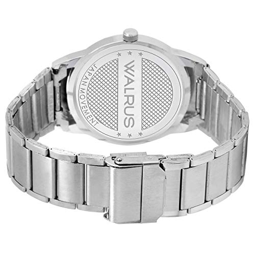 Image of Walrus Men's Watch Analog Silver Metal Chain | Stylish Quartz Display | Durable Silver Strap and Case | Classic and Elegant Design- (White, Grey, Black)