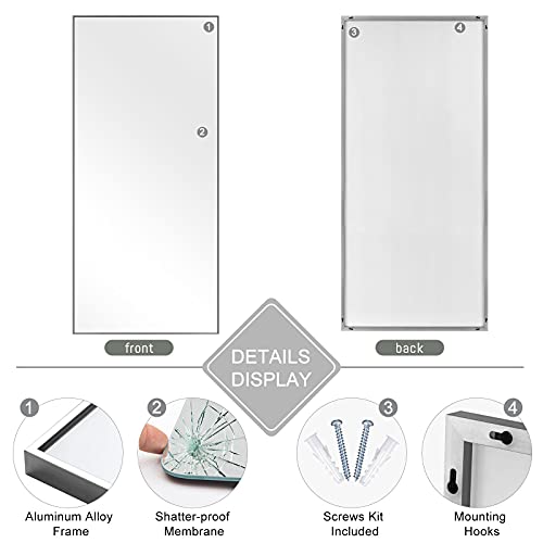 Image of NeuType 71 inchx24 inch Large Full Length Mirror Home Gym Mirror Aluminum Alloy Frame Floor Mirror Wall-Mounted Mirror for Living Room, Bedroom, Hanging or Leaning Against Wall, Sand Gray