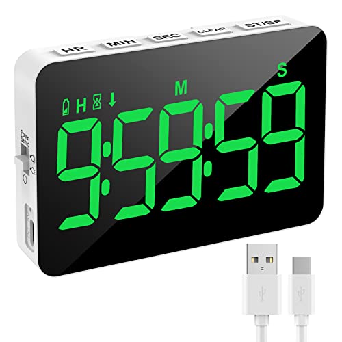 Kitchen Timer, XREXS Rechargeable Timers for Cooking Adjustable Brightness & Volume, Large LED Display