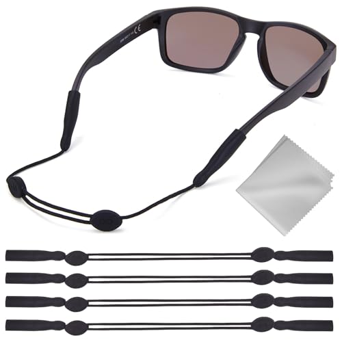 Image of Buyisgle Eye Glasses Holder Strap - No Tail Adjustable Sunglasses Straps Cords for Men Women - Eyeglasses Holders Around Neck - Eyewear String Lanyard Retainer - 4PCS（14in Black