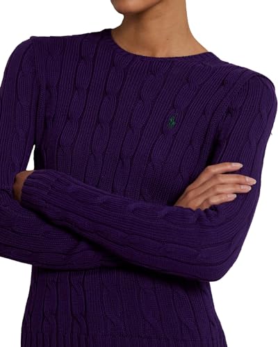 Image of RALPH LAUREN Women's Crewneck Cable Knit Pony Logo Sweater