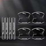 Car Door Handle Stickers for Jaguar XEL/XF/XFL/XJ/E-PACE/F-PACE/I-PACE/F-TYPE,Exclusive Logo Epoxy Resin Carbon Fiber Texture Anti-Collision Bowl Protection Kit Waterproof Car Paint Protection Film