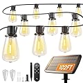addlon 102FT(96+6) Solar String Lights Outdoor with Remote, 30H+ Long-Lasting Waterproof Patio Lights, Dimmable & Timable Hanging Solar Light with 32 Shatterproof LED Bulbs for Yard, Porch, Camping
