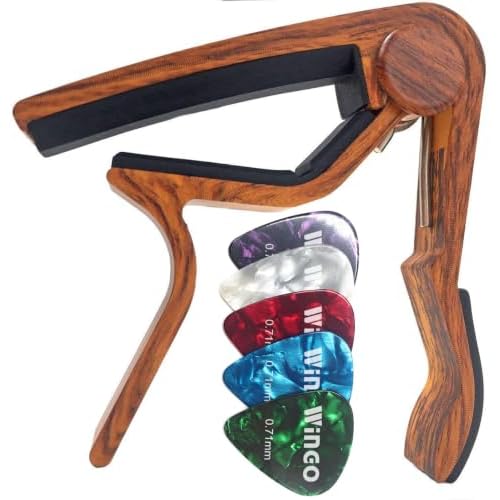 WINGO Guitar Capo for Acoustic Electric Guitars-Rosewood Color with 5 Picks