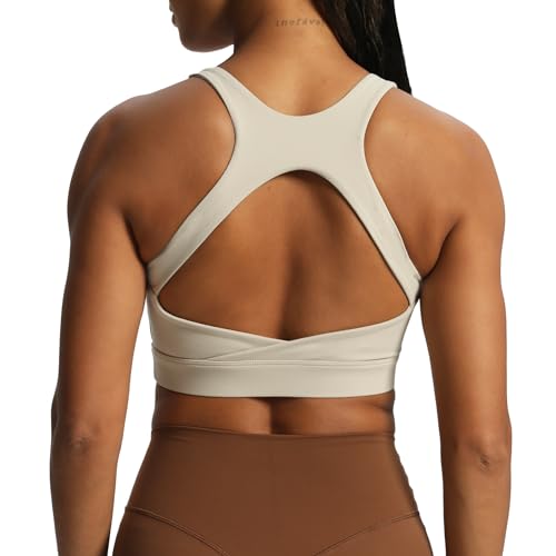 Aoxjox Women's Workout Sports Bras High Impact Fitness Backless P...