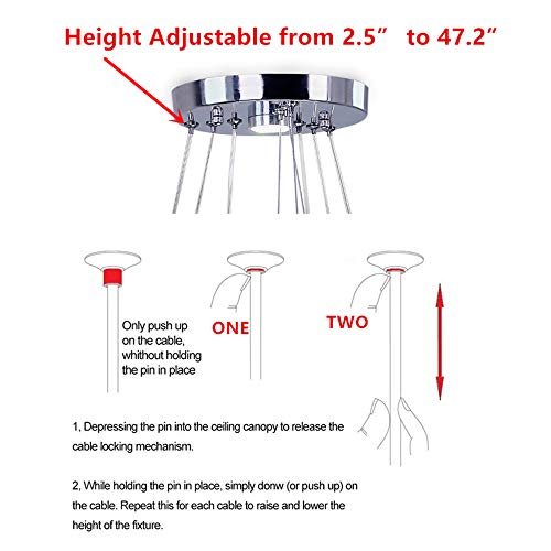 Crystal Chandelier Lighting, 3 Ring LED Modern Crystal Ceiling Light Adjustable Stainless Steel Cool White Pendant Lights Fixtures for Bedroom Living Room Hotel Bar Dining Room - Image 9