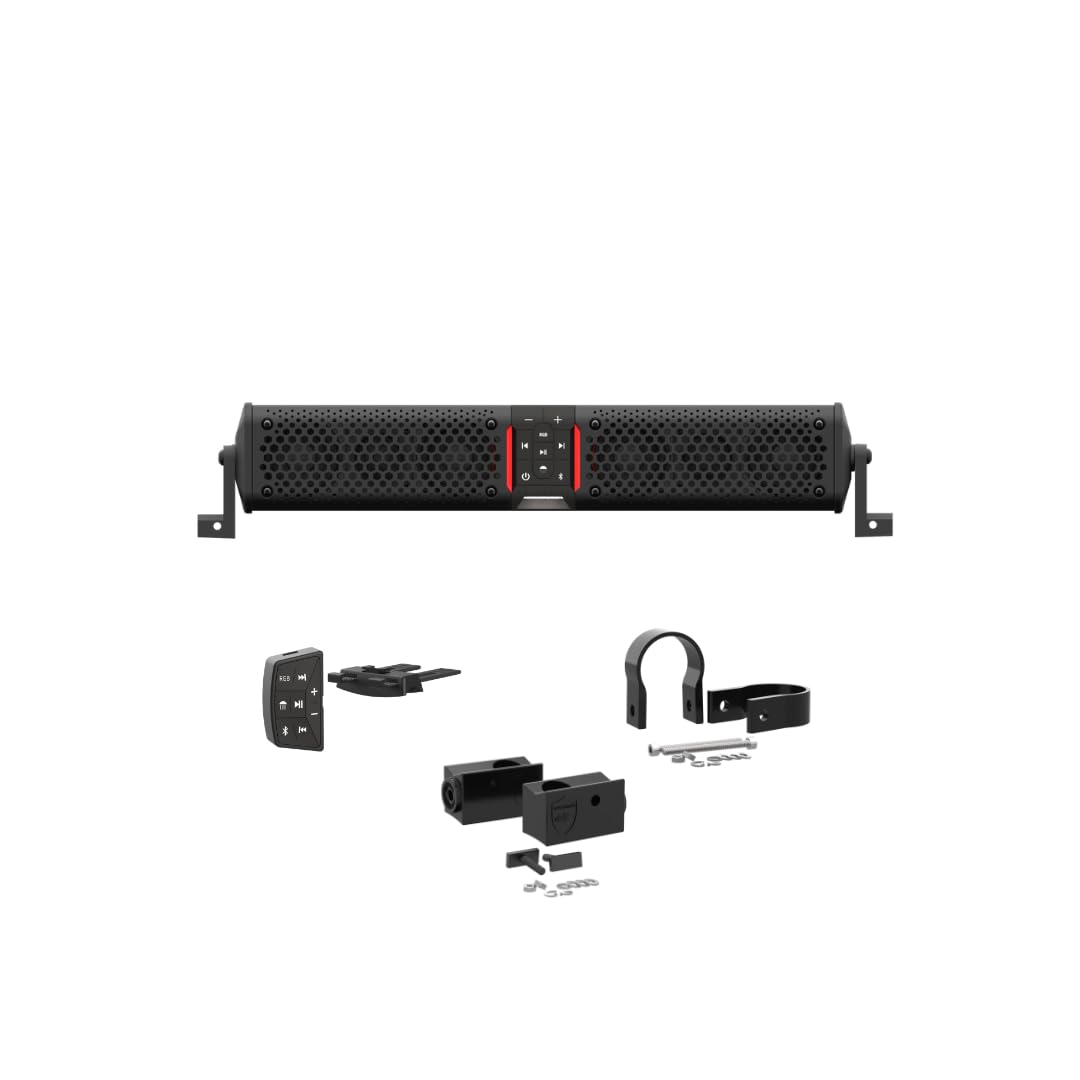 wet sounds STEALTH-XT-6-B Stealth XT 6 Speaker All-in-One Amplified Bluetooth Soundbar with Remote – Black with Slider Brackets and 1.5