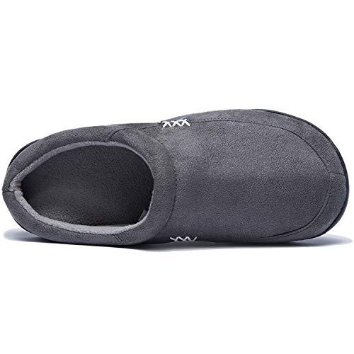 Image of NewDenBer Men's Warm Memory Foam Suede Plush Fleece Lined Slip on Indoor Outdoor Clog House Slippers