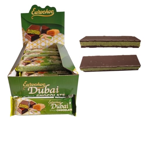 Ichuches Barrita Eurochoc De Chocolate con Pistacho Dubai 40gr - Autentica Experiencia - (2 barritas)