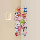 Poefditev 2 Pack Stuffed Animal Storage Chain Boho Room Decor, Hanging Stuffed Animal Holder with 20 Metal Clips, Macrame Plush Toy Corner Organizer for Kids Baby Nursery Bedroom Playroom Wall Decor