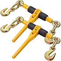 VEVOR Ratschenlastspanner, 6,3-8 mm, 1180 kg sichere Arbeitslast, 2er-Set Lastbinder mit 2 Greifhaken, Kettenspanner für Transportketten, Hochleistungs-Abschleppketten-Ratschenkettenbinder