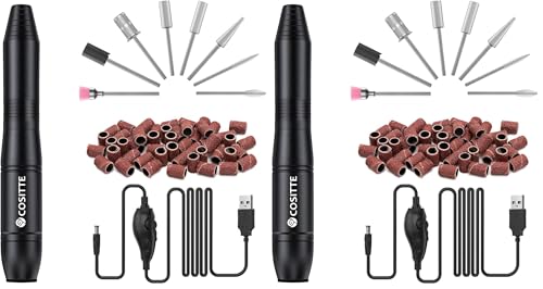 COSITTE Electric Nail Drill, USB Electric Nail Drill Machine for Acrylic Nails, Portable Electrical Nail File Polishing Tool Manicure Pedicure Efile Nail Supplies for Home and Salon Use Black