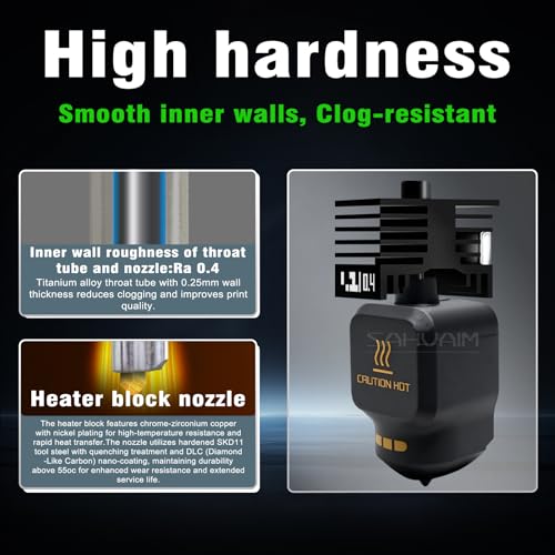 Sahvaim 4Pack 0.2/0.4/0.6/0.8MM H2 Series/X2D/P2S Hotend for Bambu Lab H2D/H2S/H2C Combo/X2D/P2S 3D Printer, High Temperature Quick Swap Hardened Steel Nozzle Replacement 3D Printer Extruder by SAHVAIM - Image 2