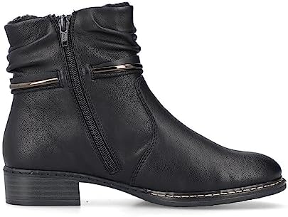 Rieker DAMES Enkellaarzen 73456, Vrouwen Enkellaarsjes,laarzen,halve laarzen,bootie,plat,Zwart (schwarz / 00),36 EU / 3.5 UK