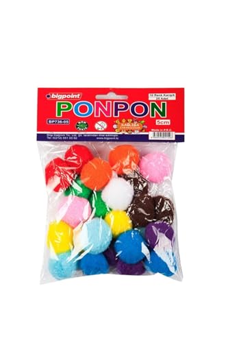 Ponpon 5 cm 10 Renk; 25'li Poşet