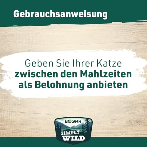 Bogar – Simply Wild – Katzenleckerlis als Ergänzung zur Katzenfutter – Schmackhafte Katzensnacks mit Lachs – Leckereien für Katzen zur optimalen Katzenpflege – In Form von leckeren Häppchen – 60 g