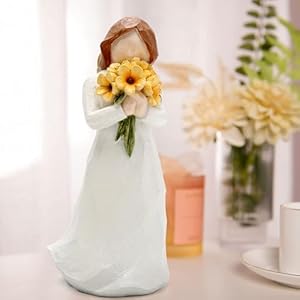 Hodao Resin Female Figurine Holding Flowers-Handcrafted Sculpture Statue for Home Decor-Elegant Resin Art Collectible for Shelf,Table or Mantel-Thoughtful Gift for Sympathy,Comfort,Remembrance (1) Hodao Resin Female Figurine Holding Flowers Handcrafted Sculpture Statue for Home Decor Elegant Resin Art Collectible for ShelfTable or Mantel Thoughtful Gift for SympathyComfortRemembrance 1