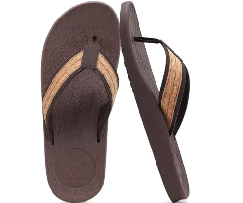 Image of KuaiLu Mens Flip Flops Arch Support Comfortable Summer Beach Thong Sandals Yoga Foam Cushion Slip on Slippers
