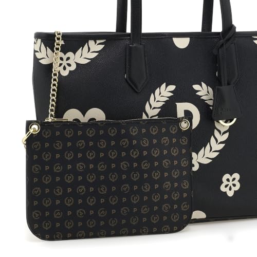 Pollini Tote Bag Heritage grand format noir avec maxi logo central - 4