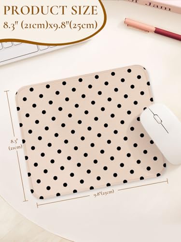 Image of Square Cute Dots Mouse Pad with Stitched Edge, Premium Waterproof Cloth Aesthetic Small Dot Mouse Mat, Non-Slip Rubber Base Funny Mousepad Desk Accessories,Dots Brown