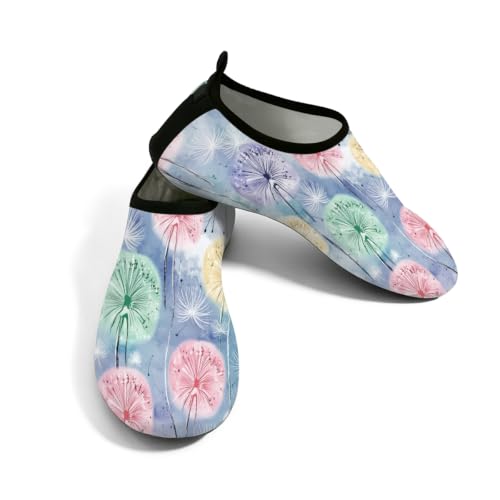 Zapatos acuáticos para playa y surf transpirables con diseño de diente de león para hombre y mujer