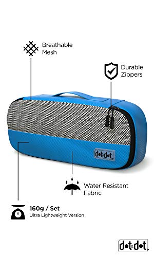 Image of Dot&Dot Slim Packing Cubes for Travel 5pc Set - Narrow Suitcase Luggage Organizer Bags - Thin Travel Essentials for Backpacks - Lightweight Packing Organizers (Non-Compression)