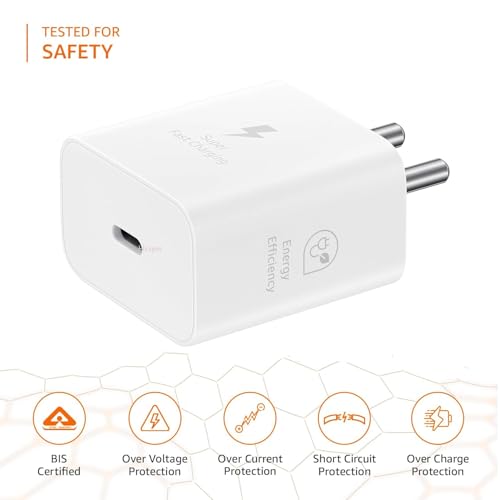Image of 25W Superfast GaN Charger Adapter Compatible with Samsung Galaxy S /A /M /F /Z Series /S23 /S22 /S21 /21 fe /S20 /M14 5G /M34 /M54 /M53 5g /M33 /M13 /A34 /A54 5G,F15 /A15 /A14 /F14