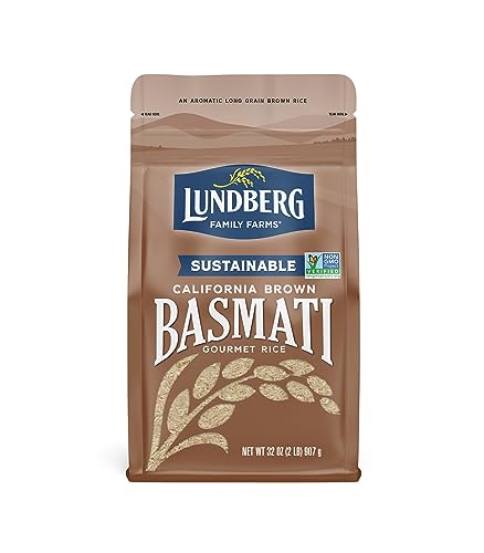 Lundberg Family Farms - California Brown Basmati Rice, Pleasant Aroma, Won't Clump When Cooked, 100% Whole Grain, High Fiber, Pantry Staple, Gluten-Free, Non-Gmo, Vegan, Kosher (32 Oz) #TOP22