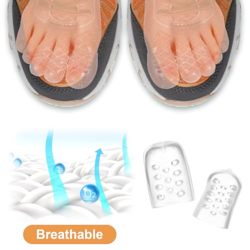 Image of Qianyu 56 Pcs Silicone Toe Protectors Gel Breathable Toe Caps Anti-Friction Pinky Toe Rubbing Sleeves Soft Little Toe Covers for Men Women Blisters Hammer Toes Corns Calluses Ingrown Toenails