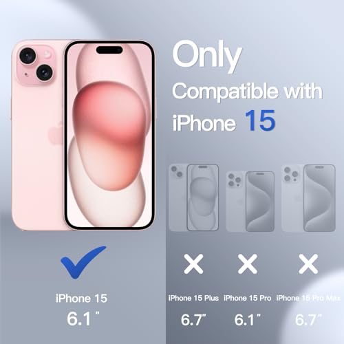 Image of JETech Matte Cover Case for iPhone 15 6.1-Inch, Shockproof Case Military Grade Drop Protection, Frosted Translucent Back Phone Cover, Anti-Fingerprint (Pink)