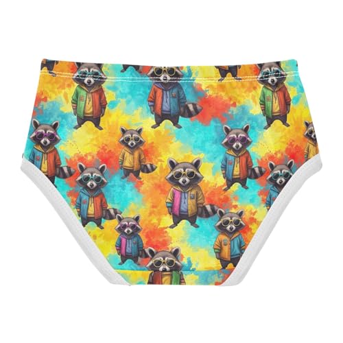Joisal Colorful Girls Underwear Toddler 2t Cotton Panties Little Girl Cool Raccoons Colorful Kids Briefs Undies2