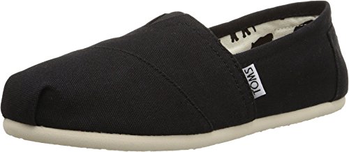 TOMS Women's Alpargata Recycled Cotton Canvas Loafer Flat, Black, 11