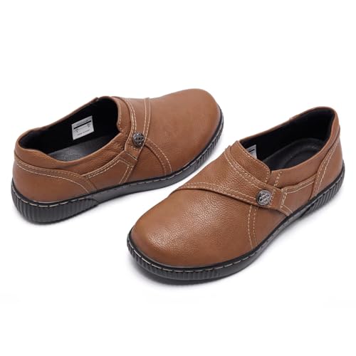 Image of Women Casual Slip on Leather Loafers Dress Walking Shoes