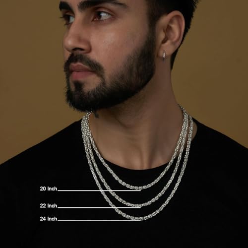 LeCalla 925 Sterling Silver Classic Byzantine Necklace for Men Women | Handmade Italian 4MM Byzantine Link Chain Necklace (18, 20, 22, 24 Inches)3